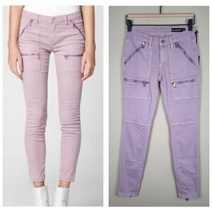 Blank NYC Size 24 NEW Moto Utility Zippers Cropped Skinny Stretch Jeans Lilac